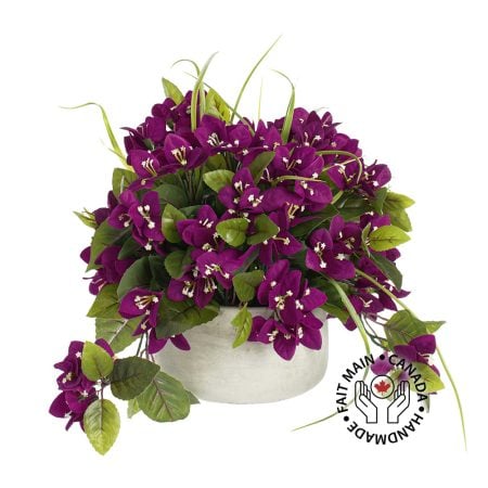 Centre de table extérieur de bougainvillier mauve artificiel, 14 x 20''