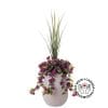 Jardinière de bougainvillier mauve artificiel en pot beige fini terrazzo gris, 55'' - Décors Véronneau
