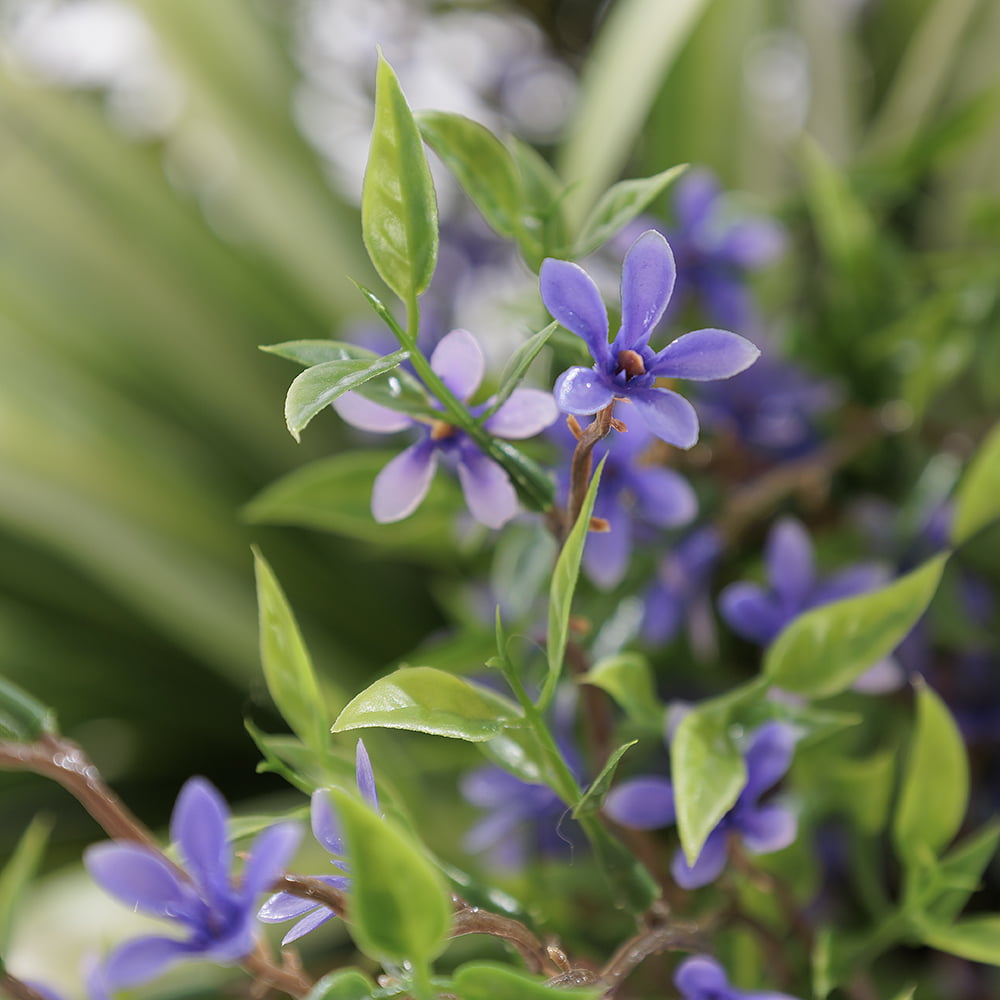 Arrangement de fleurs mauves artificielles en pot beige fini terrazzo gris, 26 x 15'' – Image 3 - Décors Véronneau