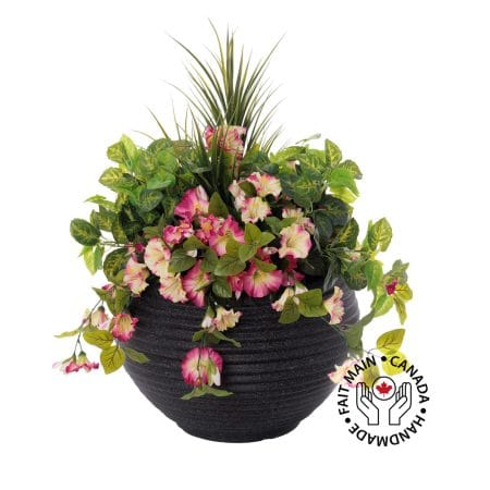 Arrangement artificiel de pétunia et feuillage en pot extérieur, 32 x 29''