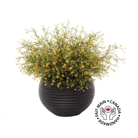 Arrangement artificiel de petites fleurs jaunes en pot extérieur, 24 x 29''