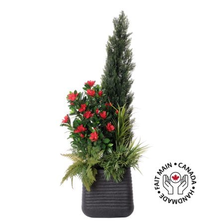 Arrangement extérieur artificiel, cèdre et rhododendron, 82 x 30''