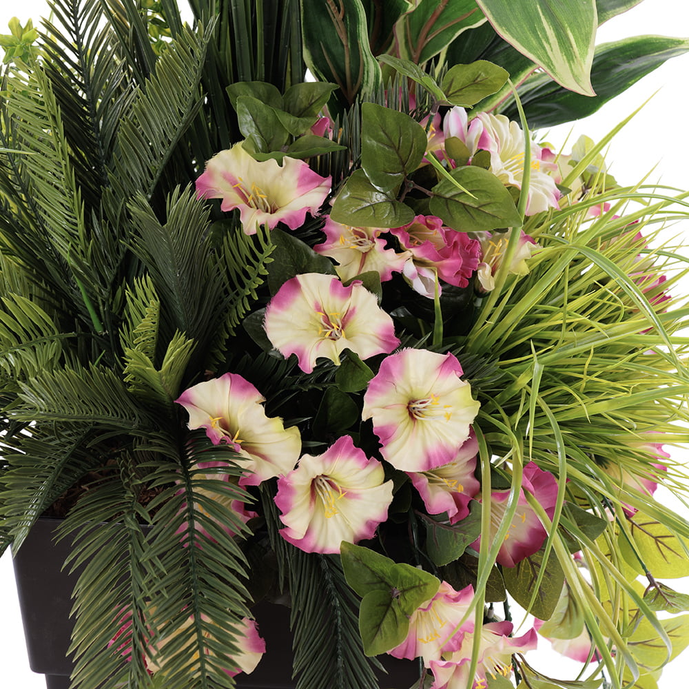Outdoor artificial pink petunia and cordyline planter, 57'' - Image 2 - Décors Véronneau