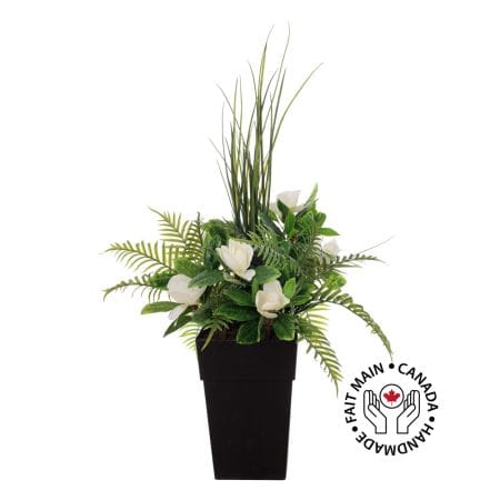 Outdoor artificial magnolia and fern planter, 56''