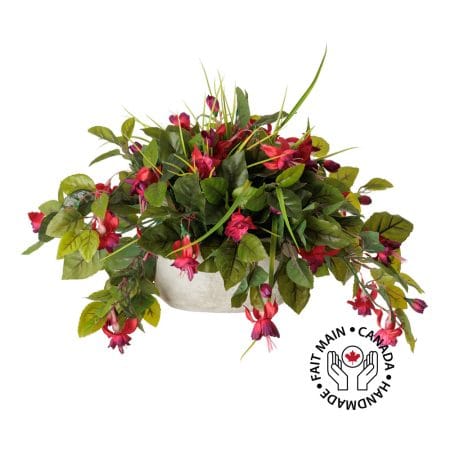 Centre de table extérieur de fuchsia artificiel, 12 x 15''
