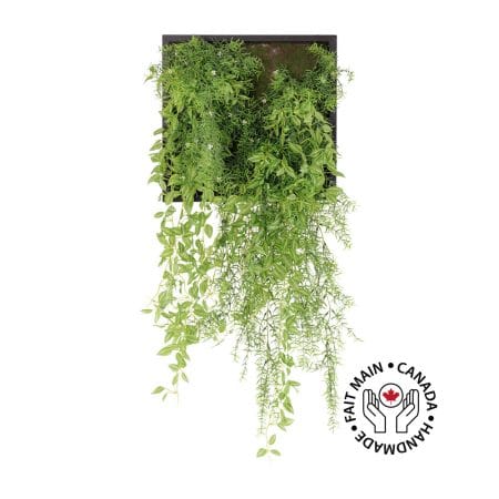 Mur végétal avec cascade de plantes artificielles, 18 x 18''