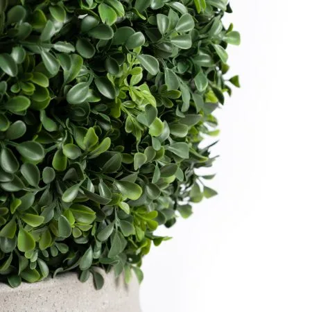 Artificial outdoor boxwood ball in a grey terrazzo beige pot, 34'' - Décors Véronneau