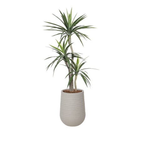 Yucca artificiel extérieur en pot beige fini terrazzo gris, 68''