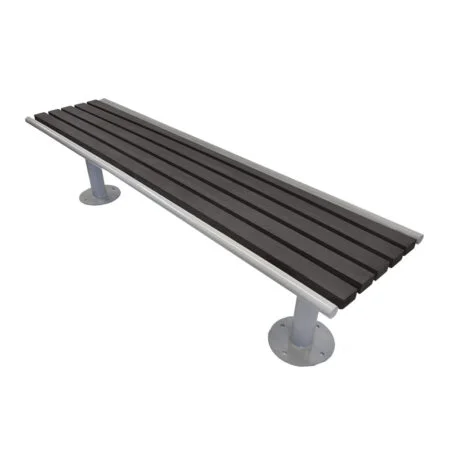 Banc de parc sans dossier en composite gris et acier, 72''