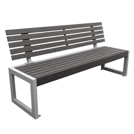 Banc en composite gris avec dossier, 72''