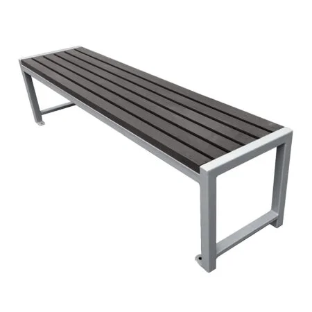 Banc sans dossier extérieur en composite gris, 72''