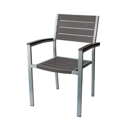 Chaise extérieure en lattes de composite gris