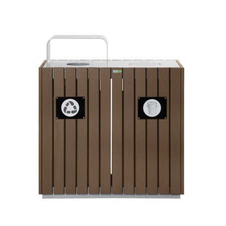 Station déchets et recyclage en composite brun, 90L