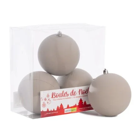 Matte grey Christmas ball ornaments, 4'' - Décors Véronneau