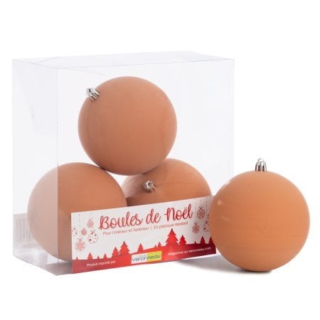 Boules de Noël orange fini mat, 4'' - Décors Véronneau