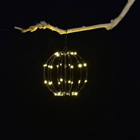Boule en métal avec 48 lumières DEL d'extérieur, 10''