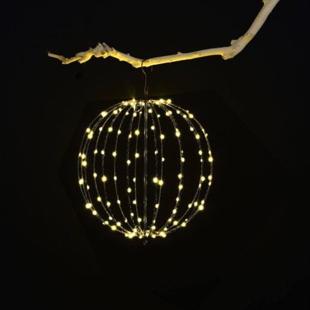 Boule en métal avec 128 lumières DEL d'extérieur, 15,5''