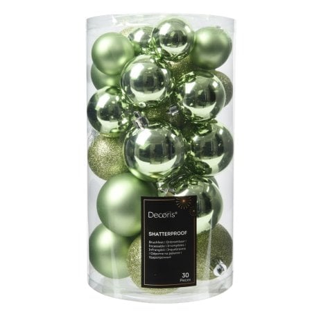 Mixed light green mini Christmas balls, 1,5-2,5''
