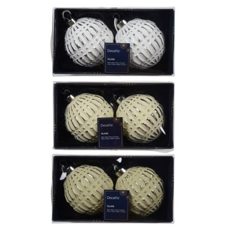 Antique-look textured Christmas baubles, 3''