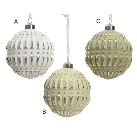 Antique-look textured Christmas baubles, 3'' - Décors Véronneau