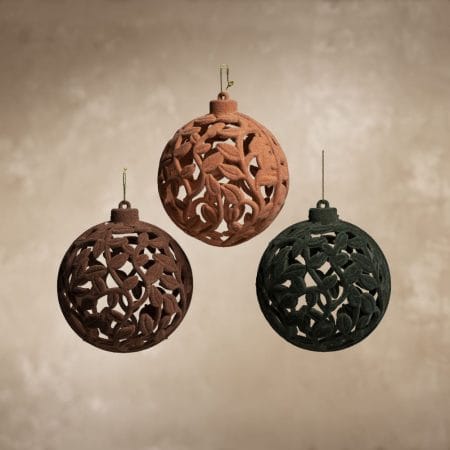 Flocked polystyrene openwork Christmas bauble, 3,5'' - Décors Véronneau
