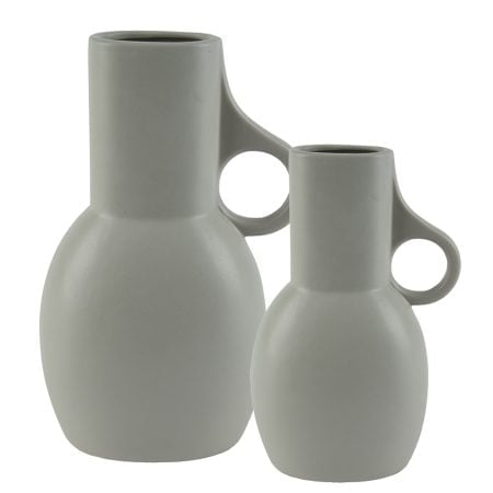 Grey-green stoneware vase with handle