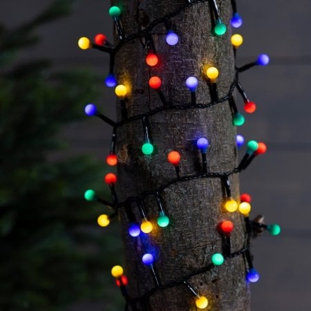 500 multicolor LED Christmas lights, int./ext., black wire, 36'