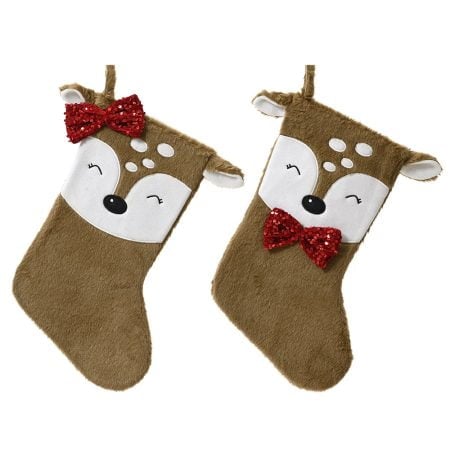 Deer Christmas stocking, 15,5 x 10''