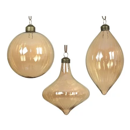 Amber clear glass Christmas bauble, 4''