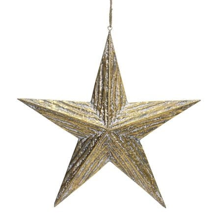 Hanging metal star with an antique look, 23''