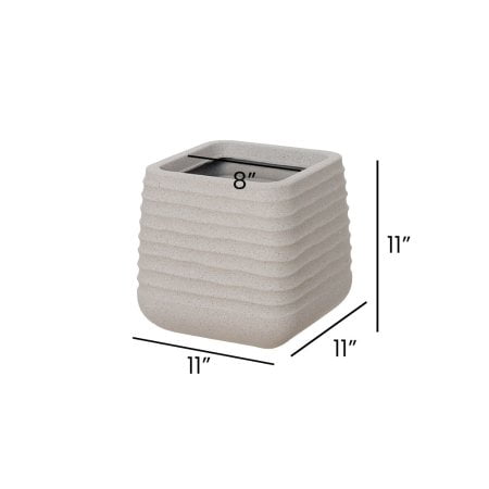 Cache-pot texturé beige fini terrazzo gris en polypropylène recyclé - Petit - Décors Véronneau