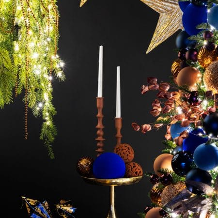 Golden blue prism ornament, 8'' - Décors Véronneau