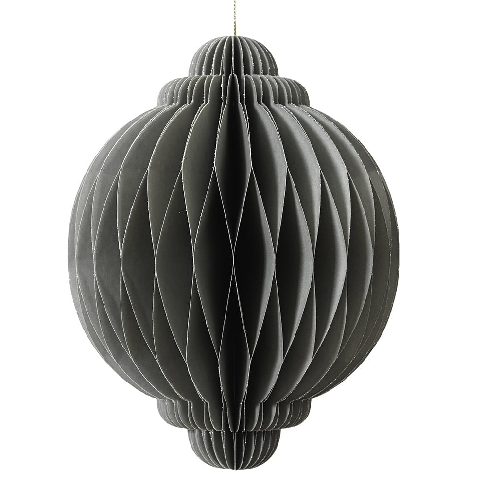 Grey paper tree ornament, 15,5'' - Décors Véronneau