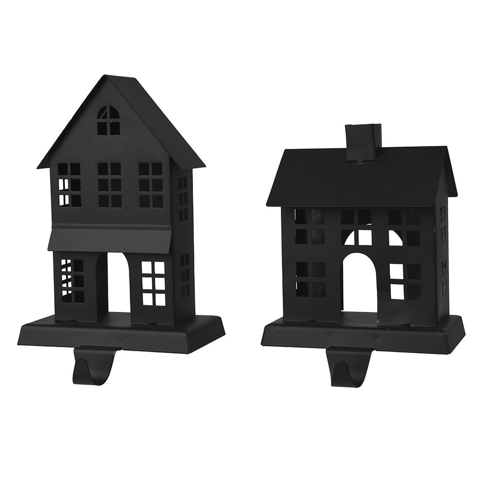 Black house Christmas stocking holder, 8 x 4,5'' - Décors Véronneau