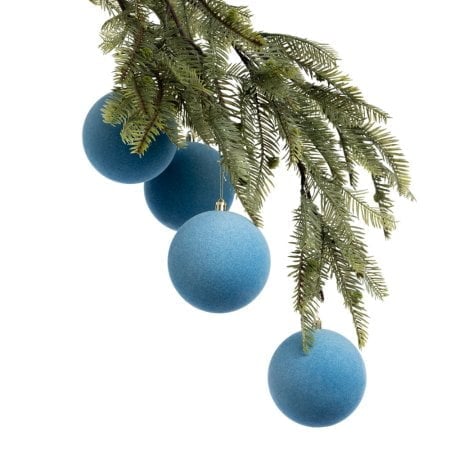Box of velvet blue Christmas ball ornaments, 4-6''