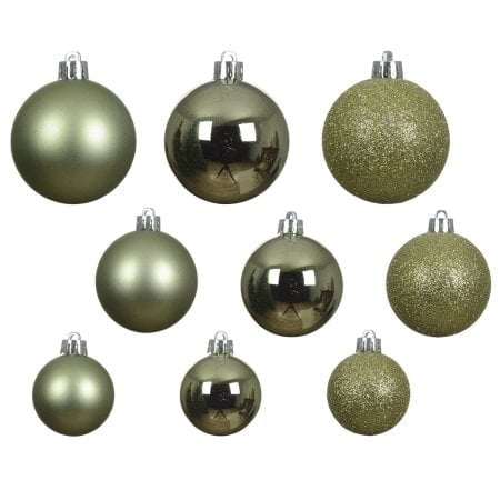 Mixed light green mini Christmas balls, 1,5-2,5'' - Décors Véronneau
