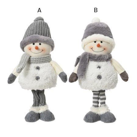 Grey snowman Christmas plush, 14,5'' - Décors Véronneau