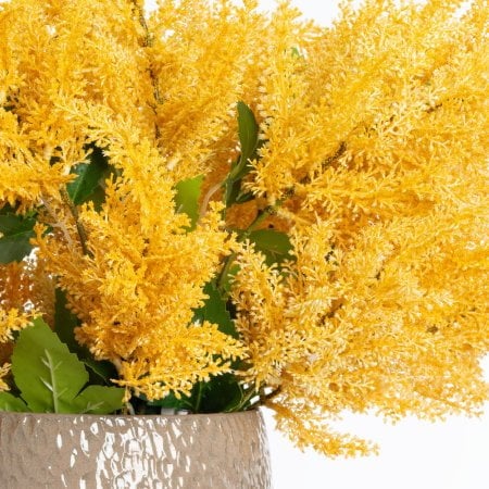 Grand vase automnal d'astilbes jaunes artificiels - Décors Véronneau