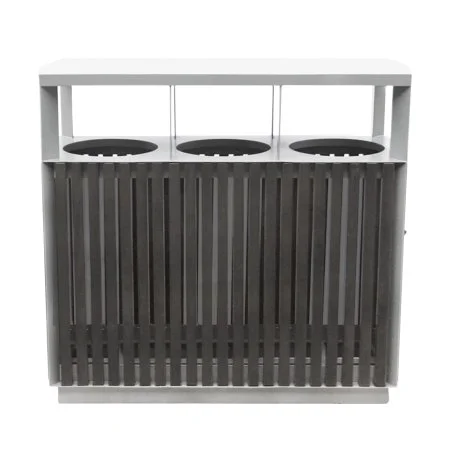 Panier à rebuts et recyclage triple en composite gris, 28 x 37''