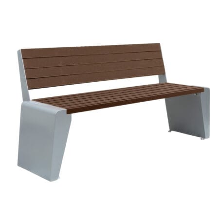 Banc moderne avec dossier en composite brun et fonte - Collection Linéa, 72''