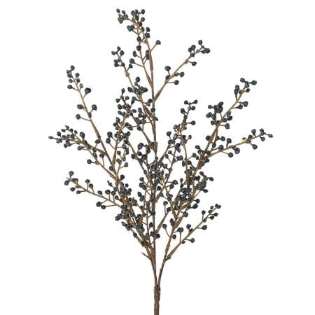 Artificial small dark blue berry stem, 18''