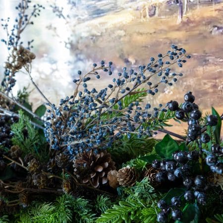 Artificial small dark blue berry stem, 18'' - Décors Véronneau