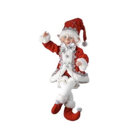 Hanging red and white Christmas elf, 17''