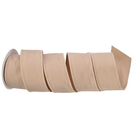 Ruban de Noël en suède beige, 15' x 2,5''
