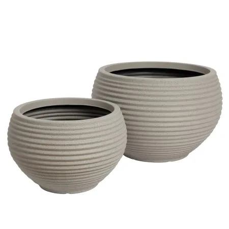 Outdoor mediterranean beige resin planter
