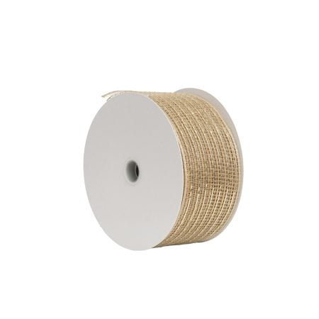 Ruban de Noël en tulle champagne métallisé, 75' x 2,5''