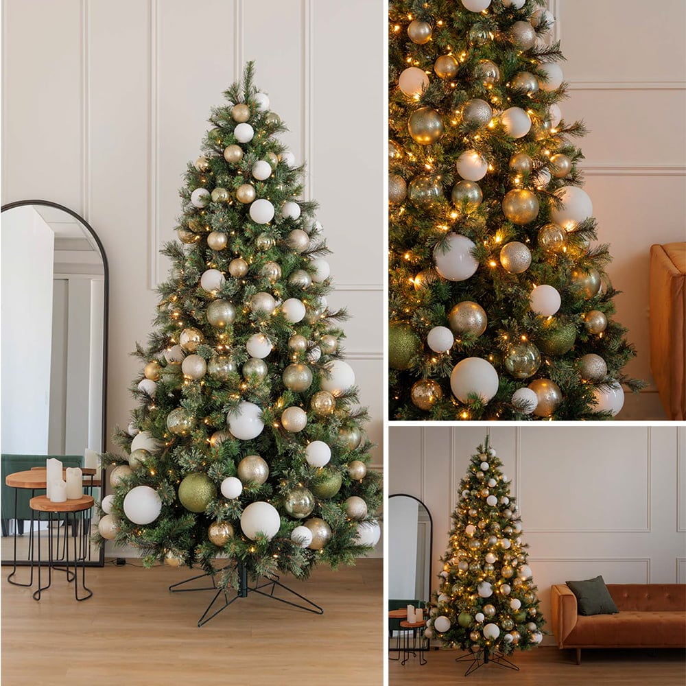Sapin de Noël décoré. Couleurs des boules de Noël au choix - Décors Véronneau