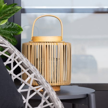 Porte-bougie lanterne brune en polyester recyclé, 9 x 8'' - Décors Véronneau