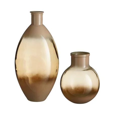 Vase à fleurs bombé en verre recyclé beige