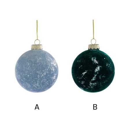 Cool colored velvet glass Christmas ornament, 3'' - Décors Véronneau